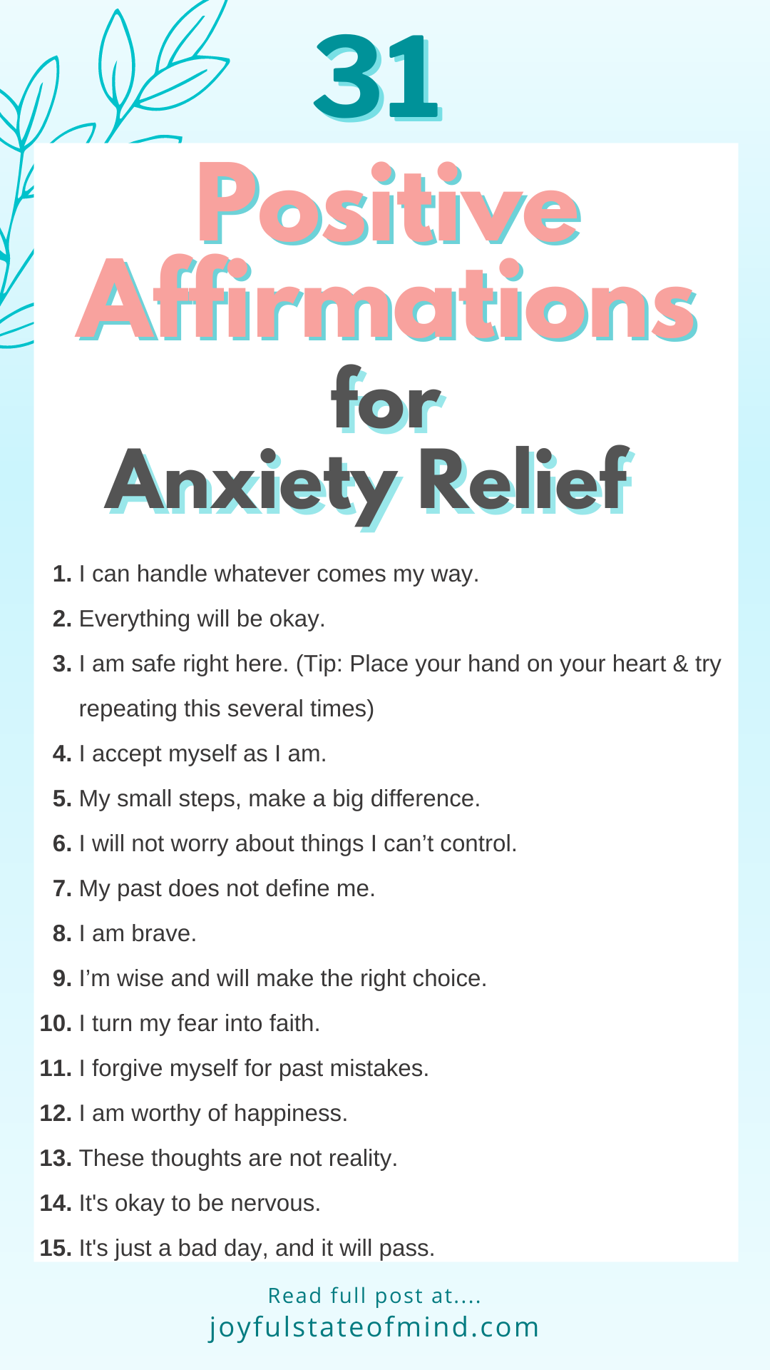 affirmations for anxiety