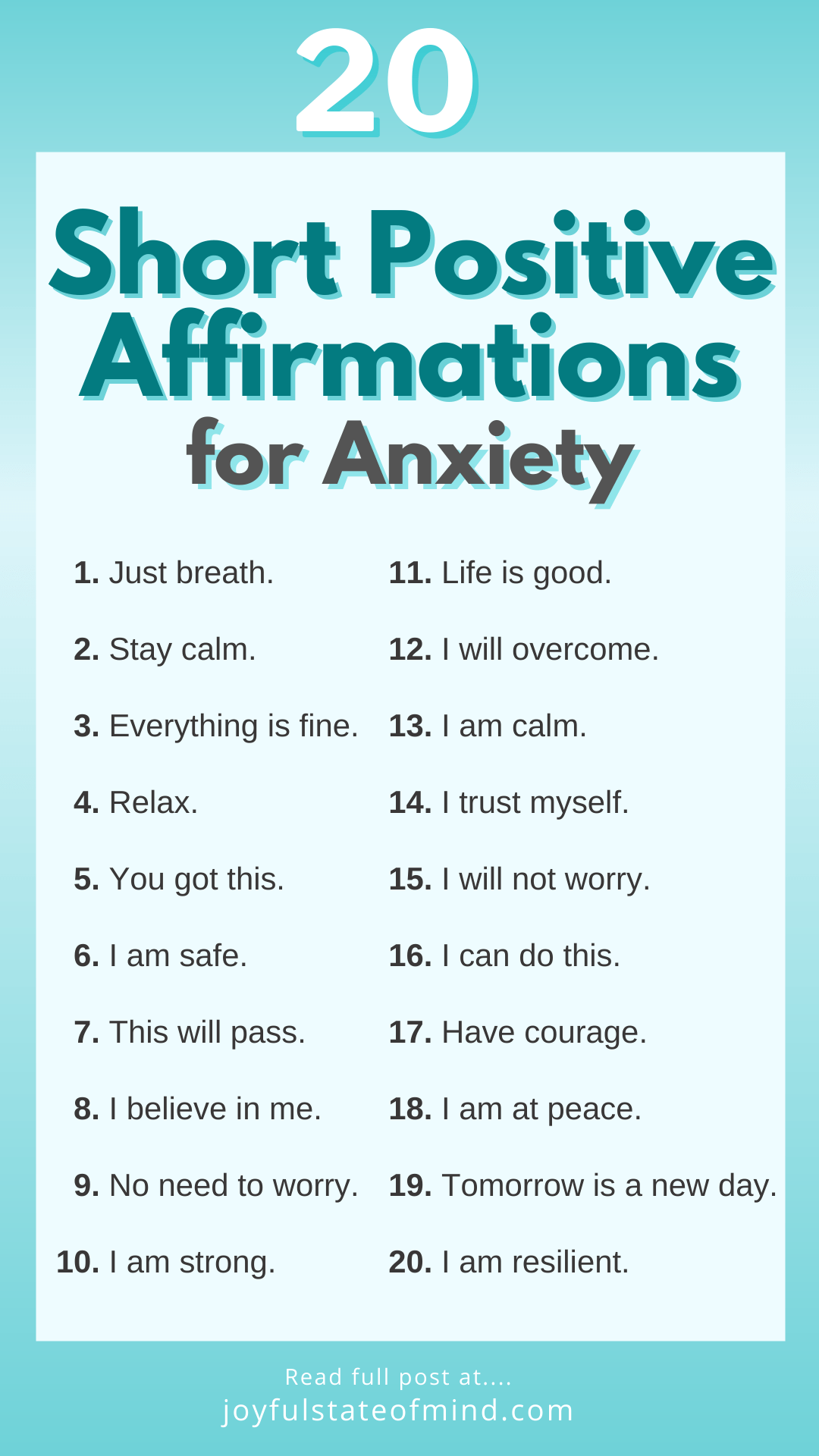 affirmations for anxiety