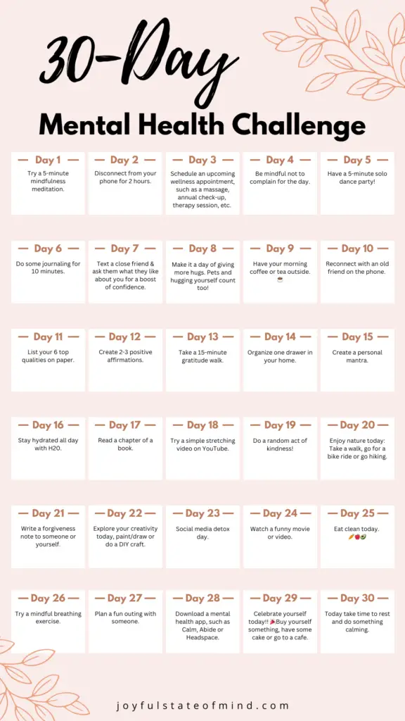 30 day mental health challenge