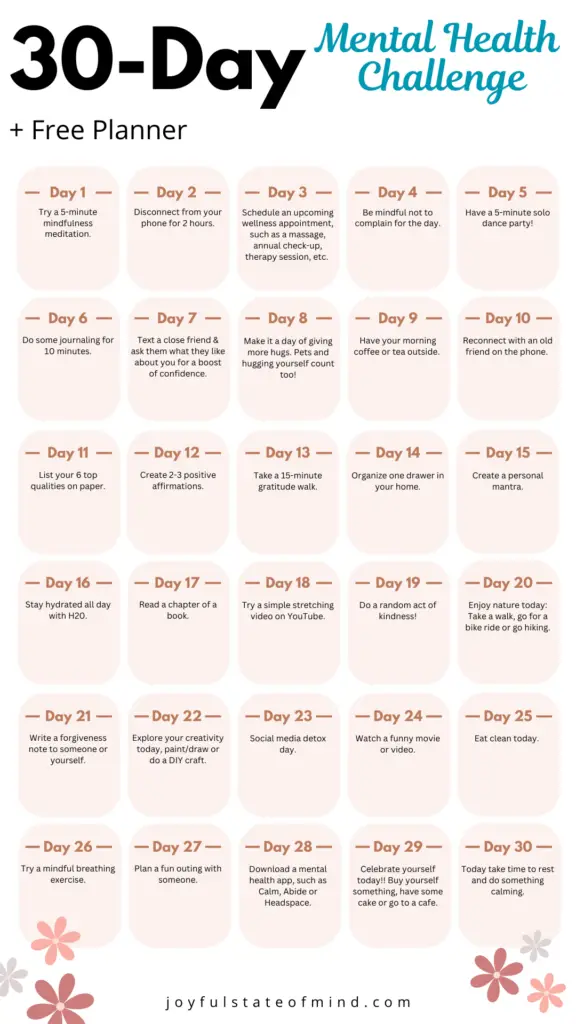 30 day mental health challenge