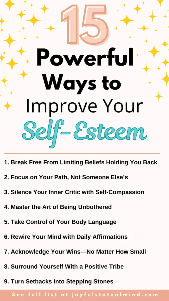 15 ways to improve your self-esteem